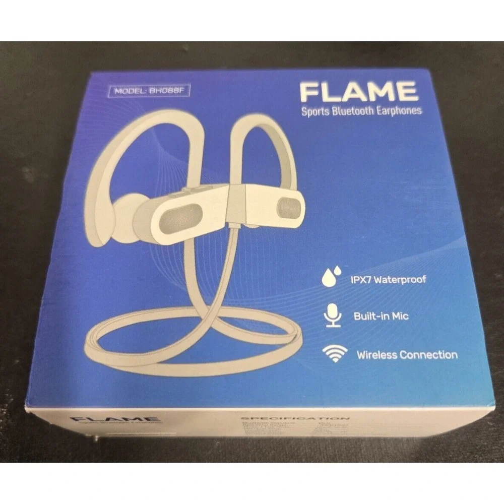 FLAME SPORTS BLUETOOTH EARPHONE MODEL# BH088F New In Package